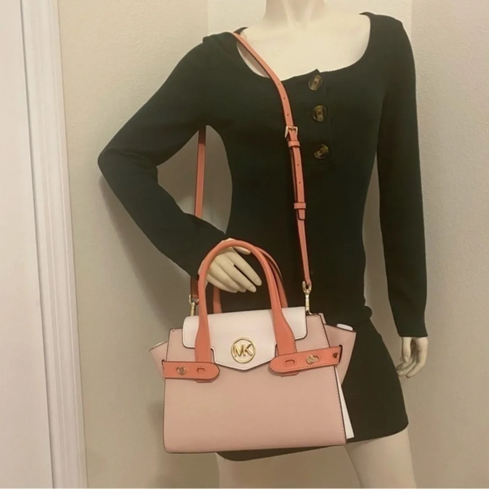 New Michael Kors Carmen Medium Color-Block Belted Satchel bag